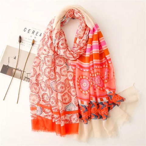 Orange Floral Scarf