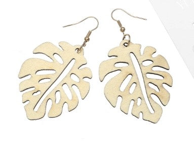 Natural Wooden Leaf Earrings