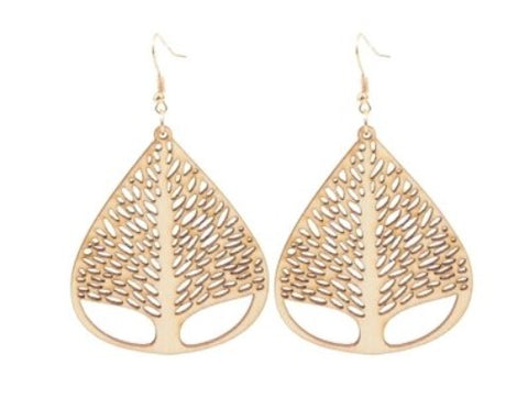 Natural Wooden Tree Earrings