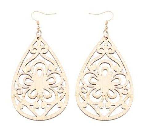 Natural  Cutout Wooden Earrings