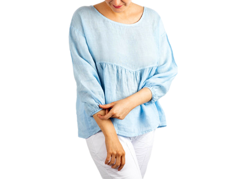 Sky Italian Linen Blouse