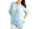 Sky Linen Shirt with Sequin Trim