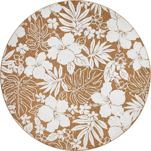 Cork Placemat with White Hibiscus