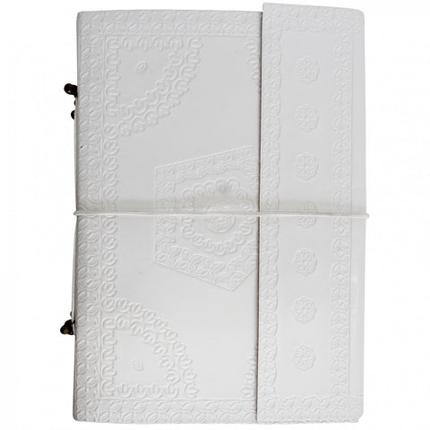 Embossed White Leather Journal