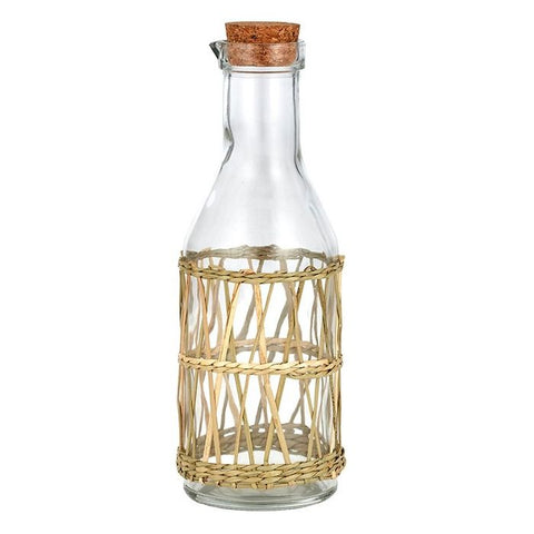 Glass Carafe in Rattan Holder