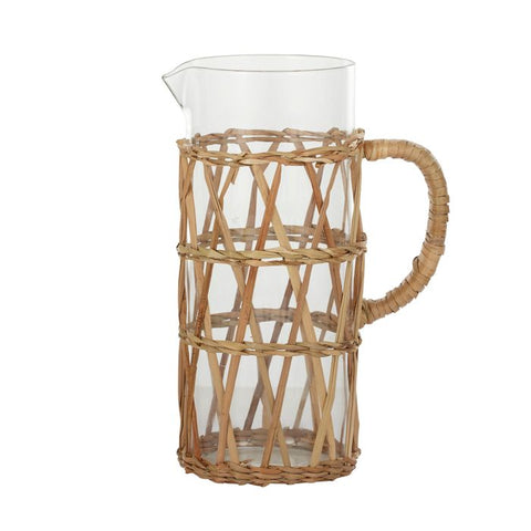 Glass Jug in Rattan Holder