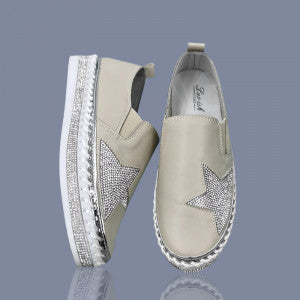 Beige Leather Star Sneaker