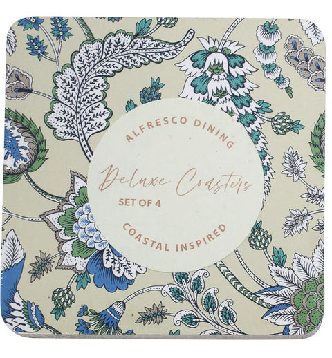 Vintage Blue Floral Coasters Set 4