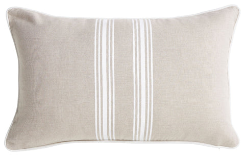Linen with White Stripe Rect Cushion